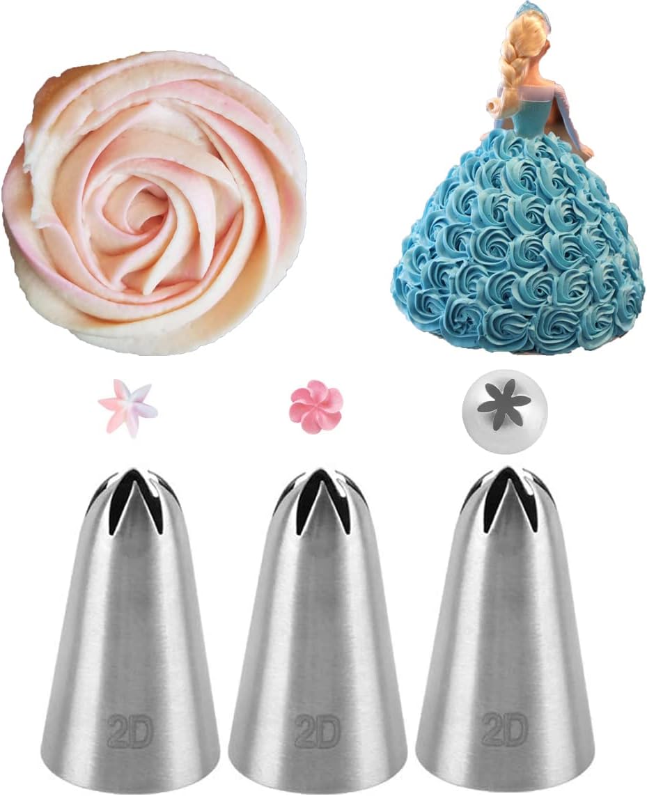 2D Icing Tip,Large Drop Flower Piping Tip,2D Tip for Cake Decorating,Open Star,3 Pcs