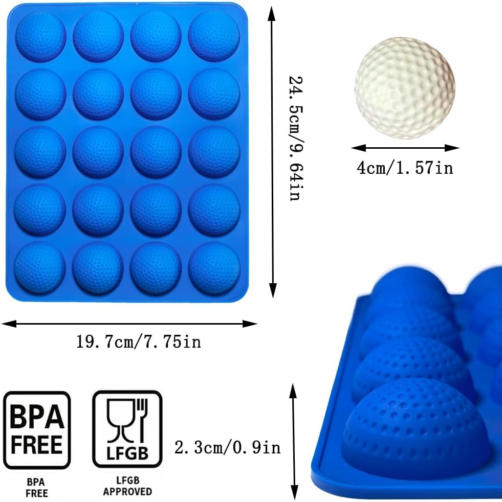 Silicone Golf Ball Cake Pop Mold - 40-Cavity Golf Ball Chocolate Molds for Cake Decorations, Hot Chocolate Bomb, Jelly, Pudding, Gelatin Molds