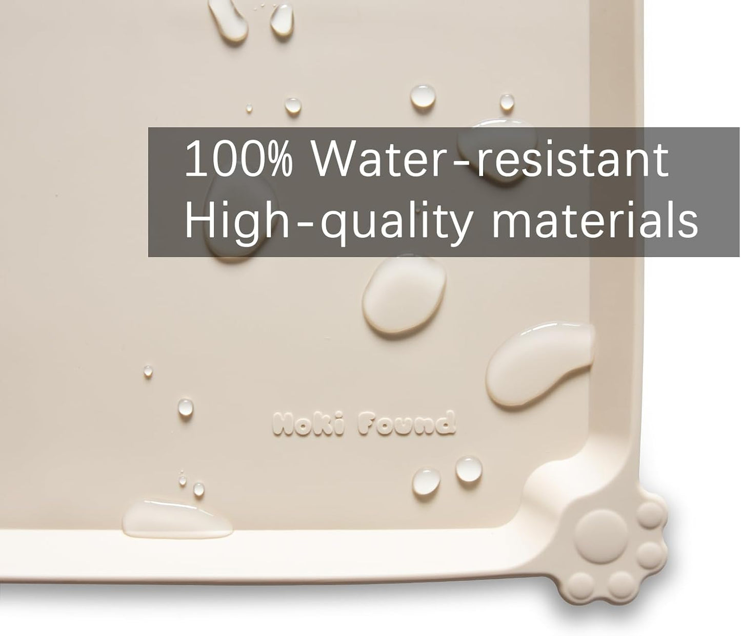 Hoki Found X-Large Non Slip Silicone Pet Food Mats - Tray for Dog Cat Bowl - Waterproof Dog Cat Food Mats for Carpet - Papayawhip