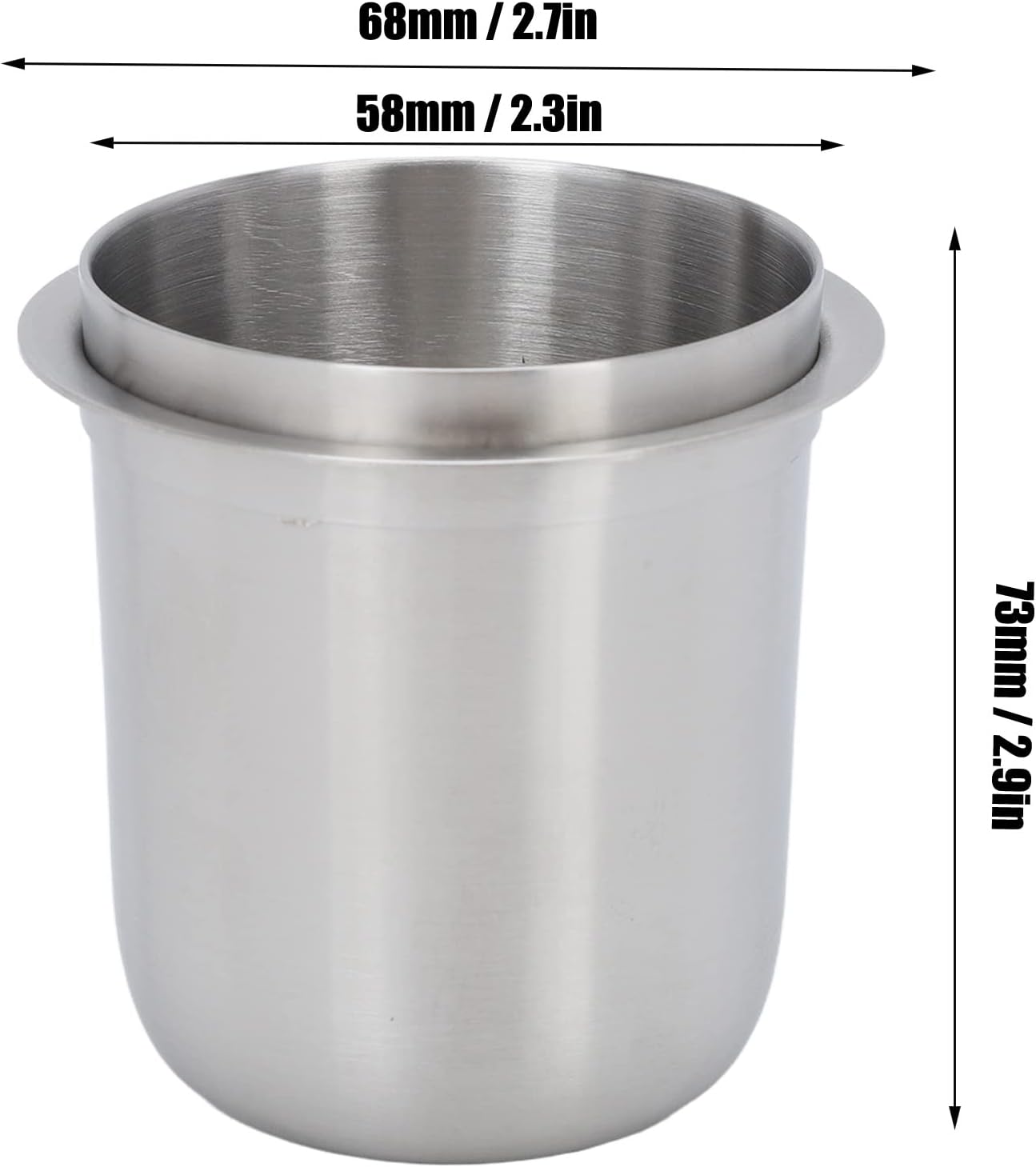 58mm Dosing Cup, Espresso Dosing Cup, Coffee Dosing Cup Fits 58mm Portafilter, 150ml Stainless Steel Universal (Brushed Silver)