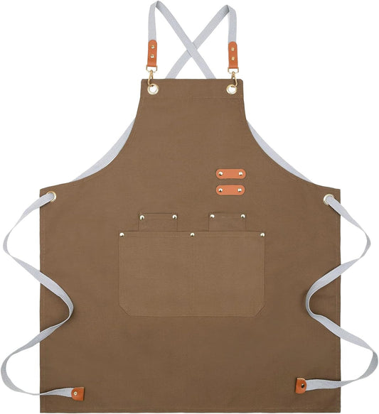 Lisianthus 2 Pack Adjustable Bib Aprons for Women with Pockets, Men's Kitchen Cooking Apron