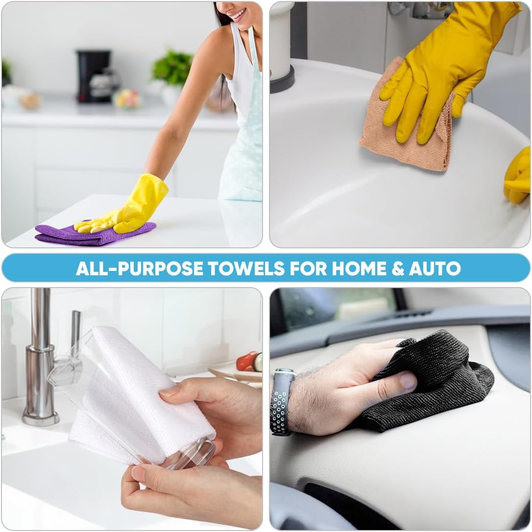 AIDEA Microfiber Cleaning Cloth Roll, 75PK, Reusable Paper Towels Tear Away Cloth, Microfiber Towels for Cars, Lint Free Cleaning Rags for House, Kitchen, Window, 11.5"×11.5", Purple