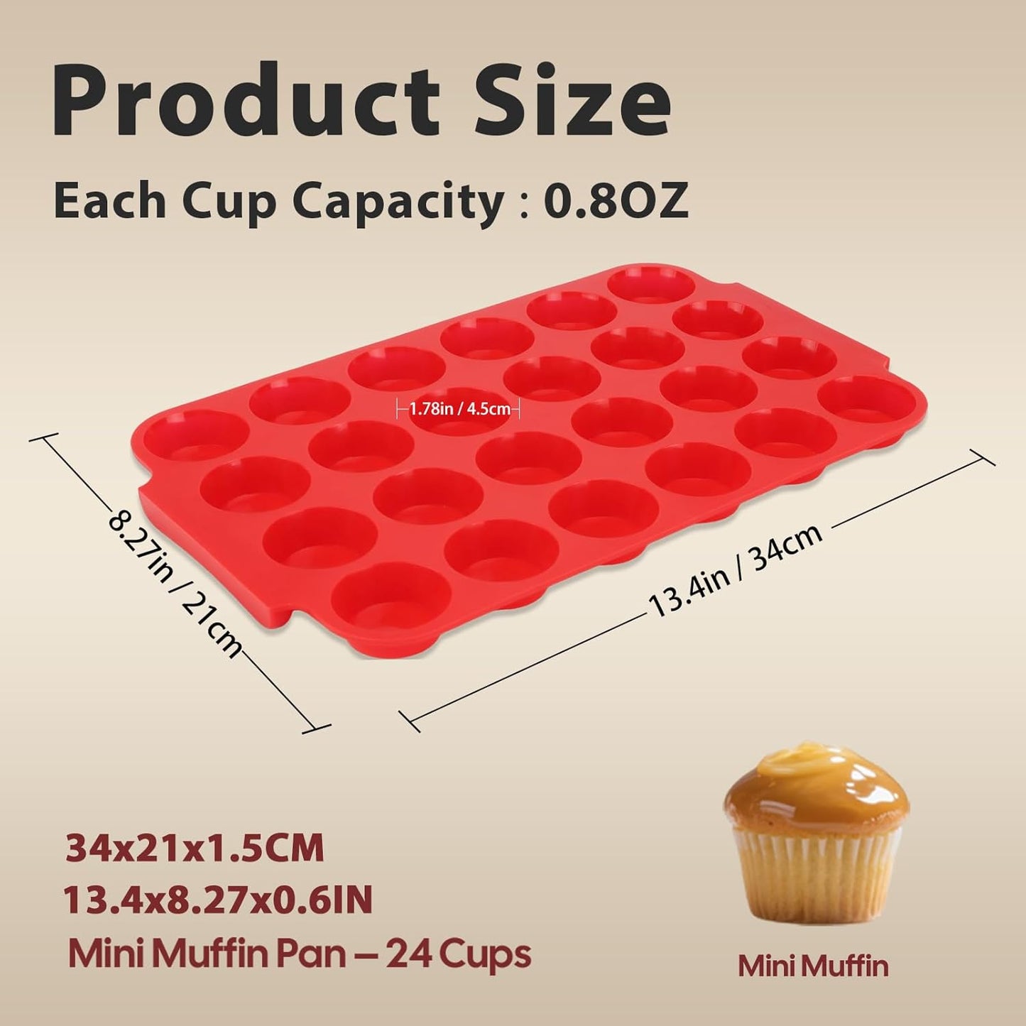 Silicone Muffin Pan for Baking - Nonstick Cupcake Pan,Mini 24 Cups Easy Release & Clean, Dishwasher Safe Muffin Tray for Homemade Muffins, Cupcakes.