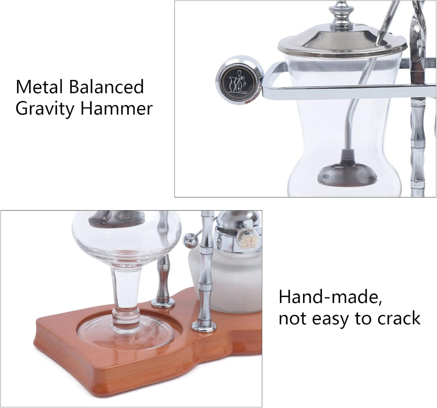 Family Balance Siphon Syphon Coffee Maker Siphon Brewer, Elegant Retro-Style Design Sliver (Sliver)