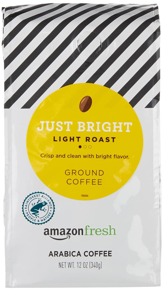 Amazon Fresh, Just Bright Ground Coffee, Light Roast, 12 Oz