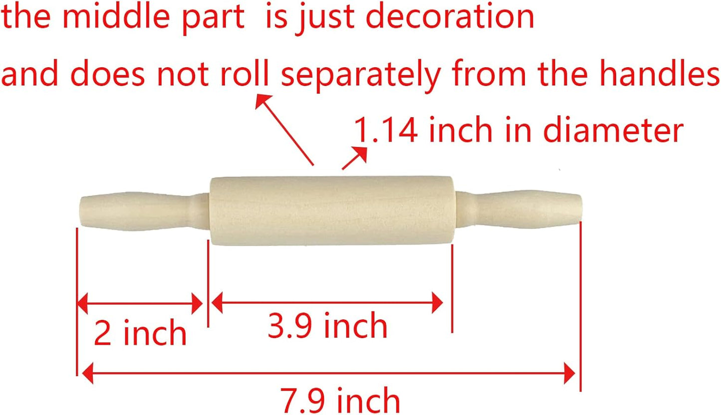 24 Pack Wood Small Rolling Pin for Kids, 7.9 Inch Kids Rolling Pin for Home Kitchen (24)