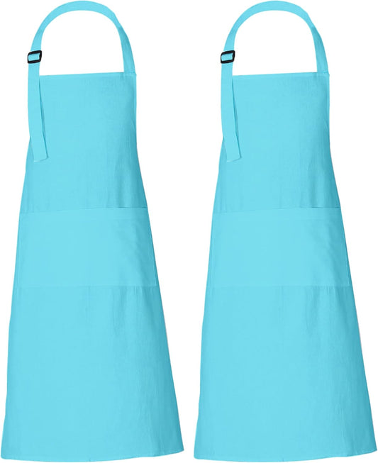 RAJRANG 100% Cotton Cooking Apron with 3 Pockets Kitchen Chef BBQ Adjustable Bib Aprons for Women Men