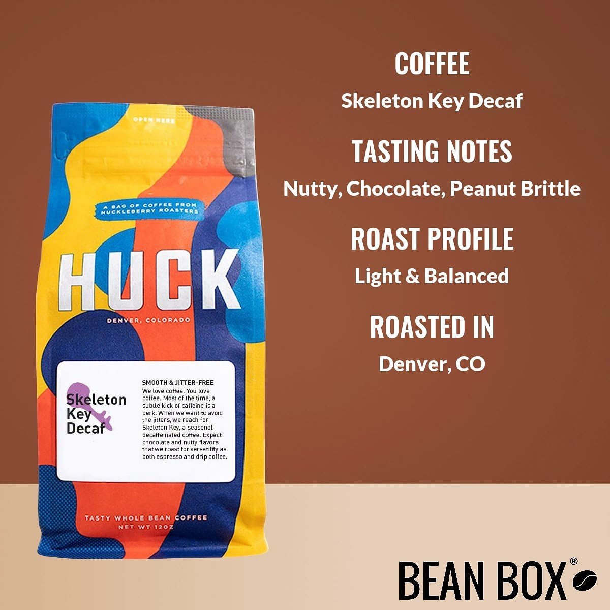 Skeleton Key Decaf - Roasted by Huckleberry Roasters - Whole Bean Coffee - 2 Pound Bag