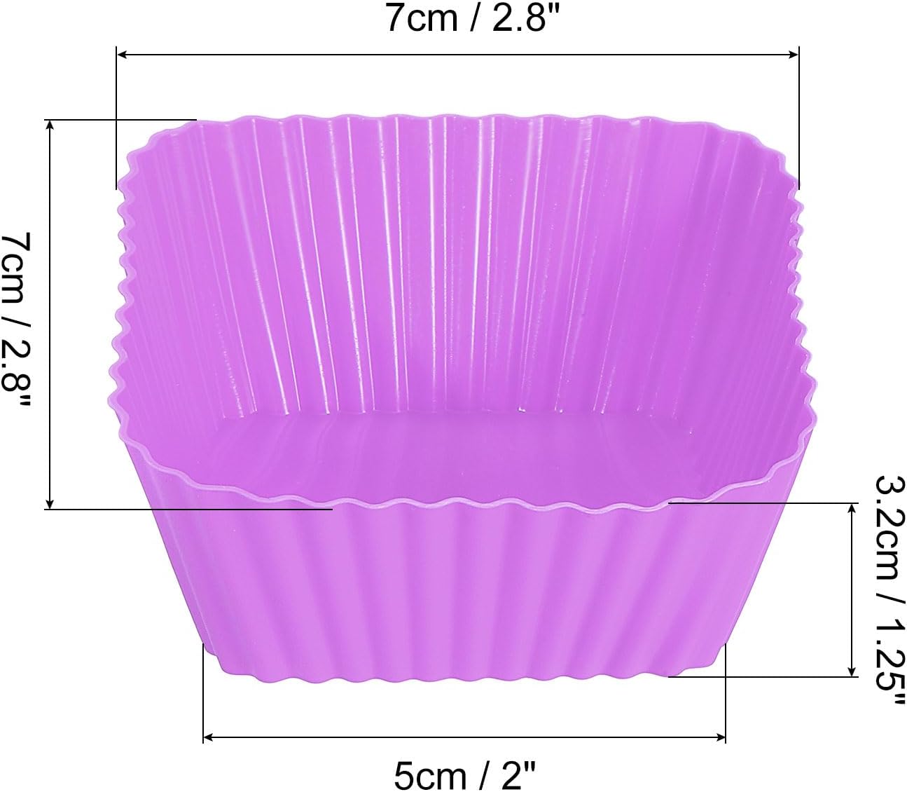 uxcell 36Pcs Silicone Cupcake Baking Cups, Silicone Muffins Liners Non-Stick Square Baking Cups, for Cooking Eggs Baking Muffins and Make a Cake(Purple)