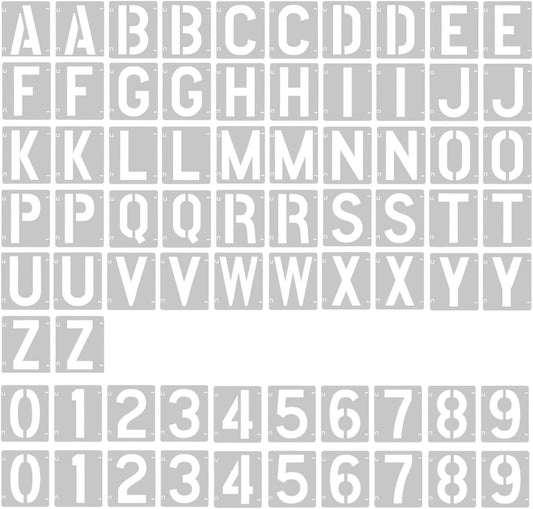 2 Pack - 2 Inch Letter Stencils Set, 72 Reusable Stencils for Painting On Wood, Metal, Walls, Fabric, Rocks with Interlocking, Perfect for Banners, Sign Making & DIY Art (2 inch)