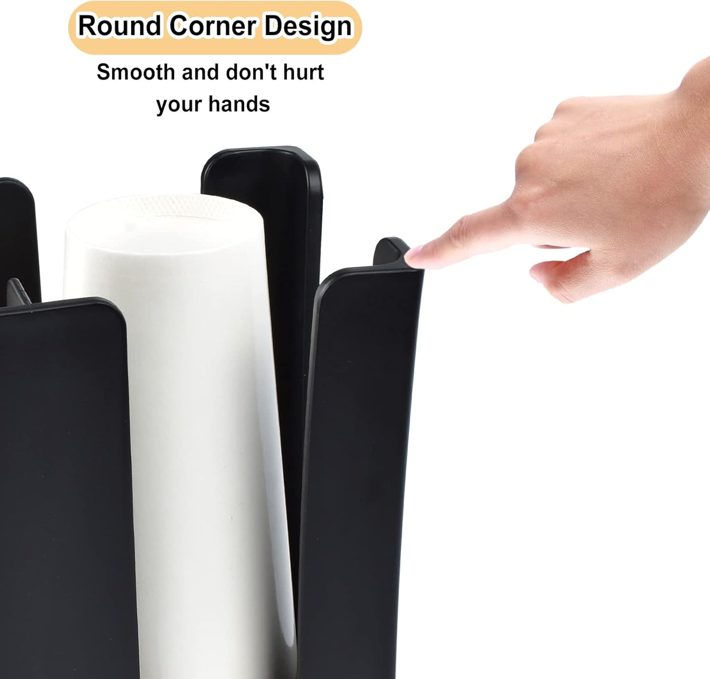 MYITYARD Coffee Cup Dispenser, 2 Compartment Cup and Lid Organizer fits 5 to 16 oz Disposable Paper & Plastic Cups, Acrylic Cup Holder for Table Countertop, Black