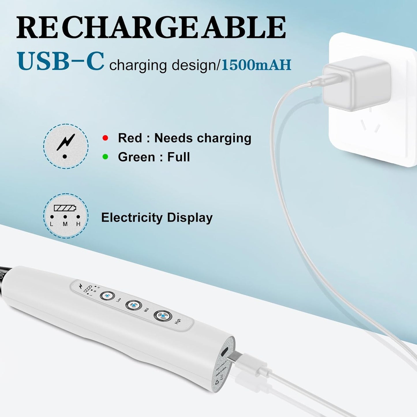 Milk Frother Handheld for Coffee, Electric Whisk 3 Speed Adjustable, Drink Mixer with Stainless 3 Whisks, Rechargeable Hand Frother Wand, Foam Maker for Latte Cappuccino Hot Chocolate Egg White