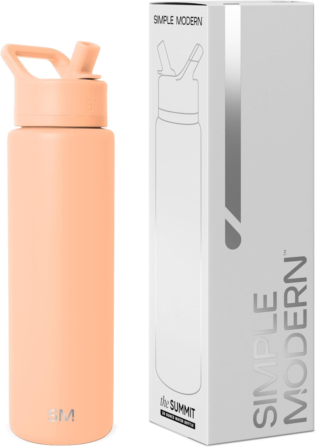 Simple Modern Water Bottle with Straw Lid | Vacuum Insulated Stainless Steel Metal Thermos | Reusable Leak Proof BPA-Free Flask for Sports Gym | Summit Collection | 30oz, Bellini