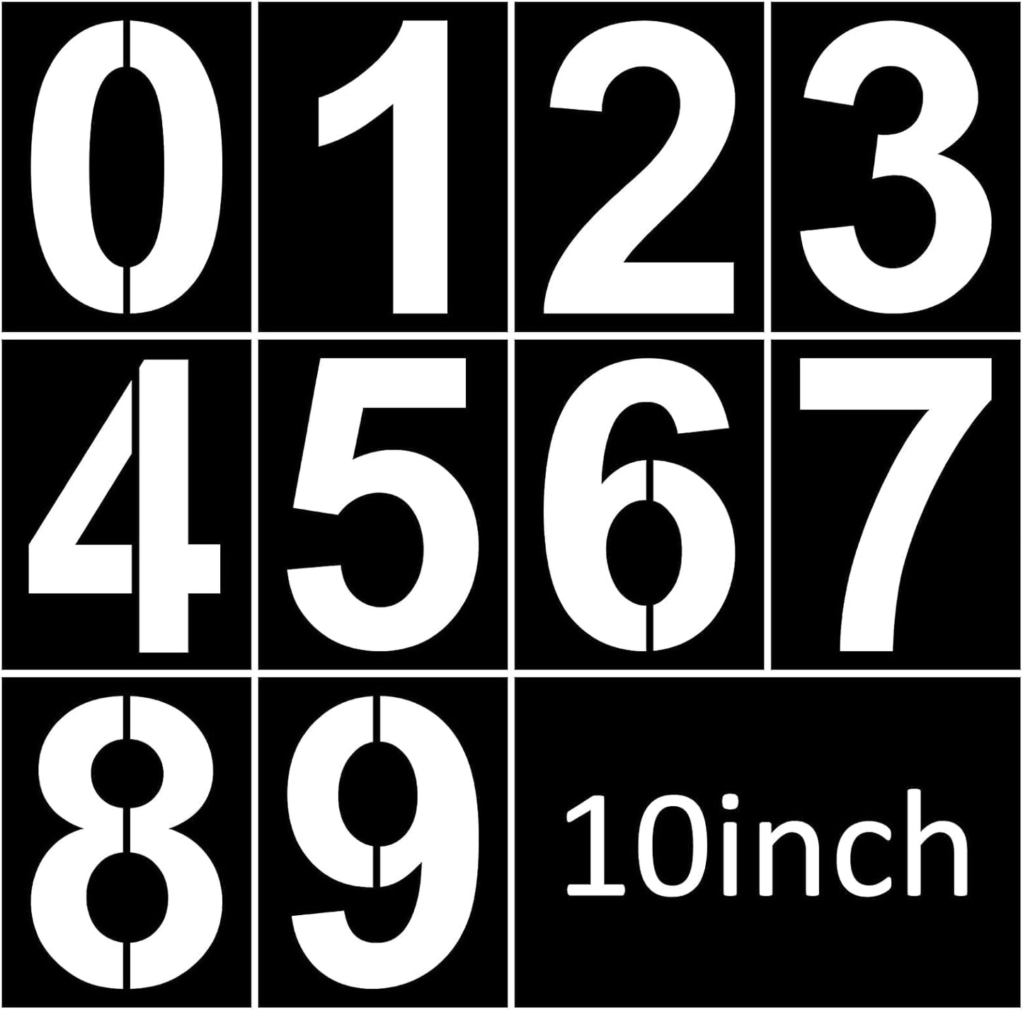 10 Inch Plastic Number Stencils - Reusable Digital Templates for Cake, Address, Painting