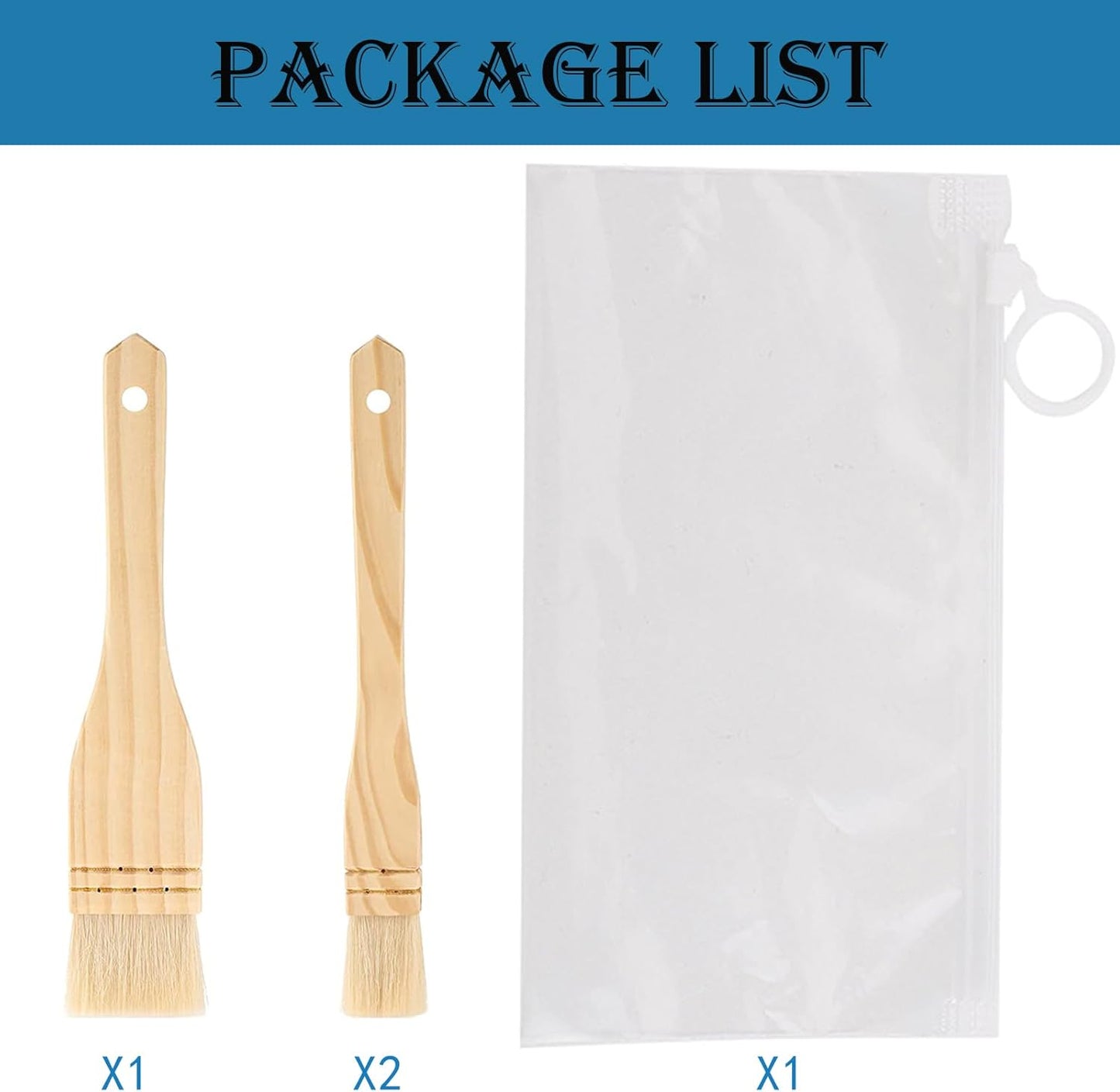 3PCS Pastry Brushes Basting Oil Brush with Goat Bristles and Hardwood Handles BBQ Cooking Baking Brush for Baking, Grilling, Cooking and Spreading Oil, Butter, BBQ Sauce, or Marinade