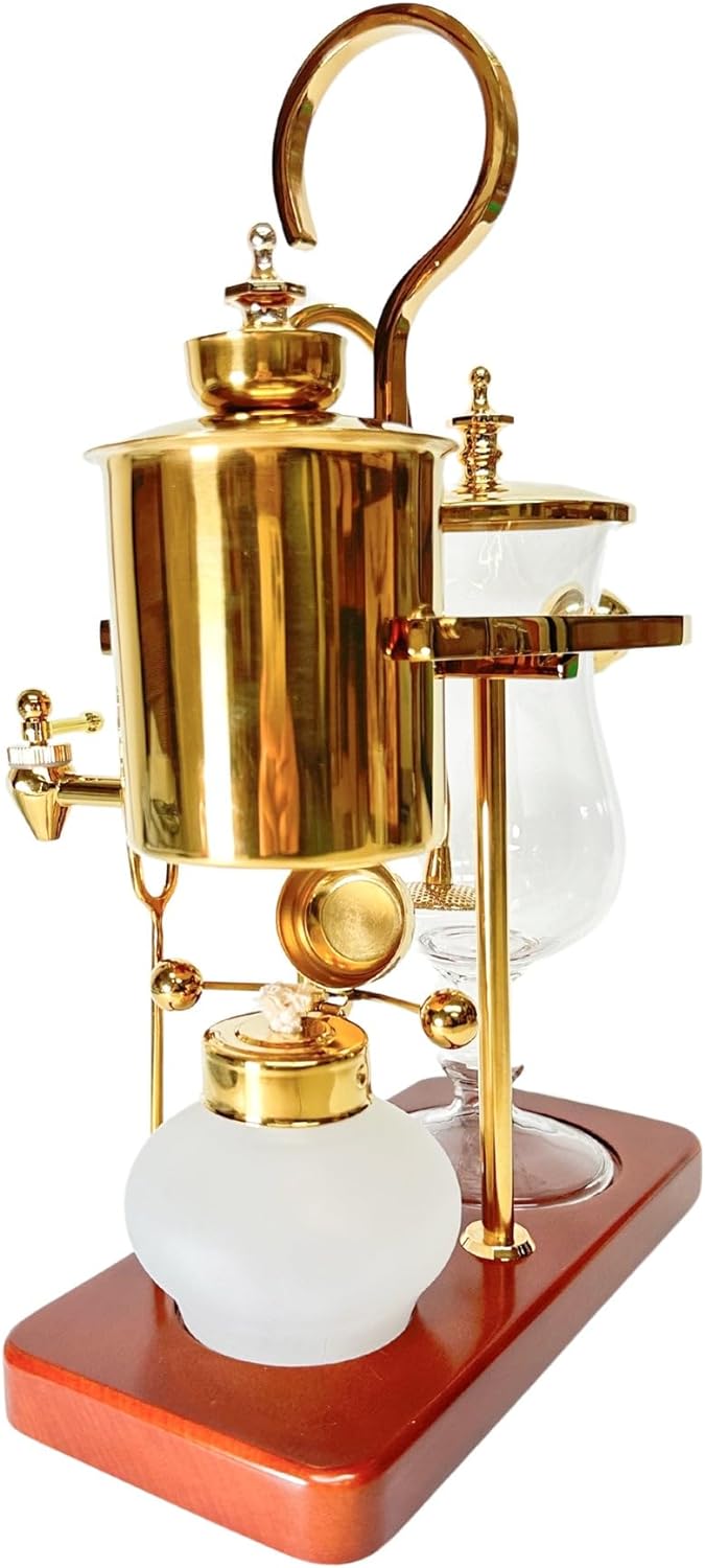 Nispira Belgium Royal Family Balance Syphon Unique Gravity Vintage Coffee Maker Vacuum Brewing System Gold 500 ml