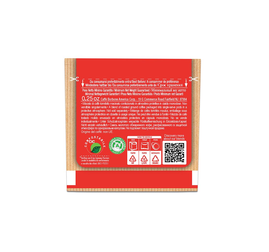 Caffè Borbone Espresso Paper Pods, Red Blend, Strong and Creamy, Medium Roast ESE Pods, Authentic Italian Espresso - 50 Count