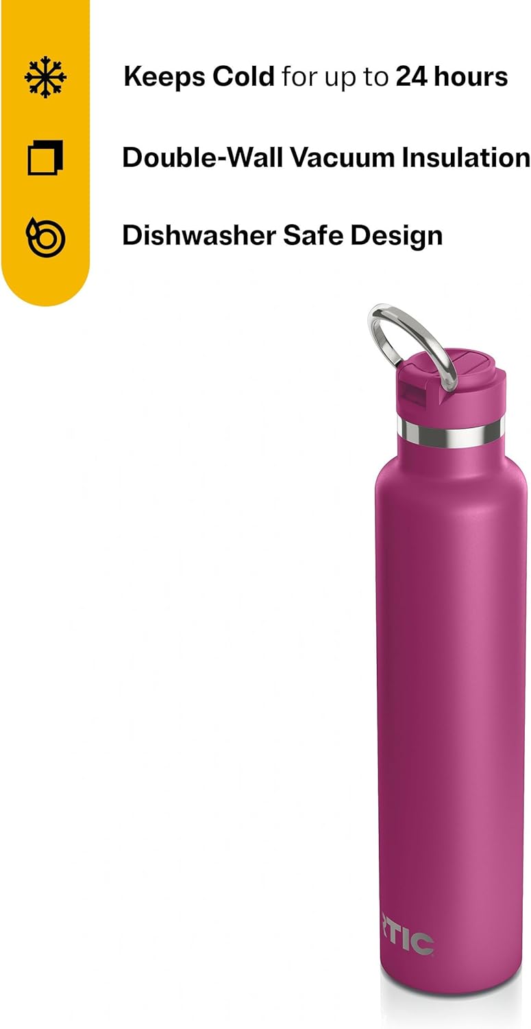 RTIC 26oz Journey Bottle Metal Stainless Steel Vacuum Insulated, BPA Free, Reusable, for Water, Hot and Cold Drinks, Travel, Sports, Camping, Very Berry