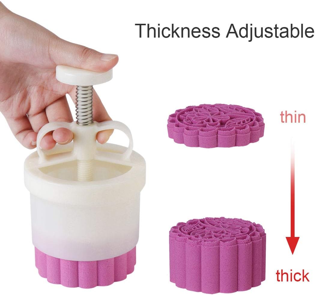 180g 5pcs Cookie Stamps Thickness Adjustable Moon Cake Mold Set, Cookie Press DIY Decoration Hand Press Cutter Cake Dessert Mold