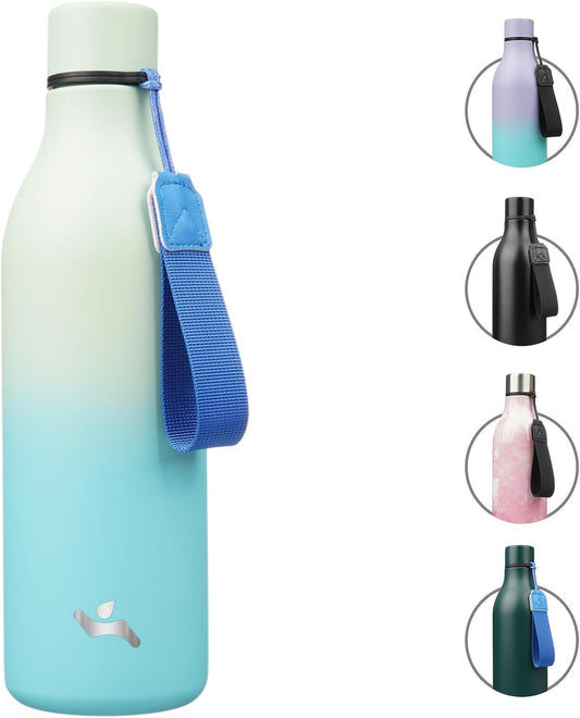 Insulated Water Bottle with Strap,25 oz Double Wall Stainless Steel Vacuum Bottles Metal Water Flask,Mint