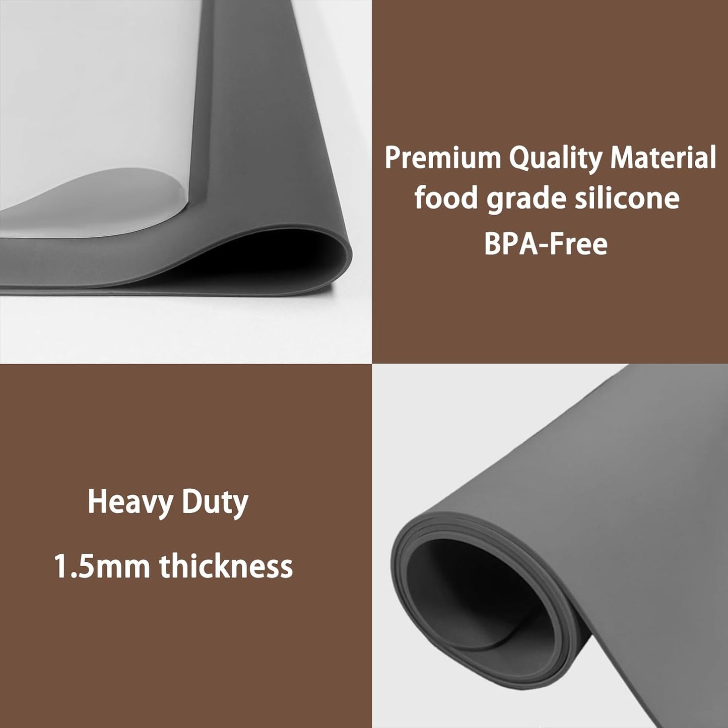 Silicone Mats for Kitchen Counter, 48"x32"(120cmx80cm) Large Heat Resistant Mat Kitchen Island Waterproof Countertop Protector Mat Nons-slip Extra Large Counter Mat, Light Gray