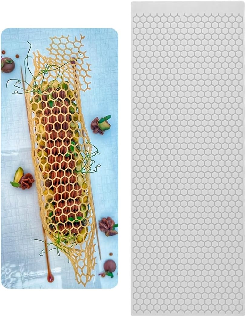 mostsom 3D Hollow Out Lace Mold Honey Shape Cake Mold Decorative Lace Mat Sugar Craft Silicone Pad Honeycomb Fondant Moulds Decorating Tools Baking (B_ Honeycomb)
