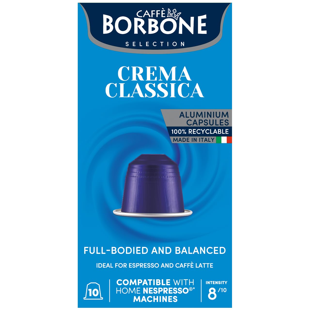 Caffe Borbone Aluminum Coffee Pods Compatible with Nespresso Original Machines, Crema Classica, Medium Roast, Rich and Velvety, Genuine Italian Coffee - 50 Count
