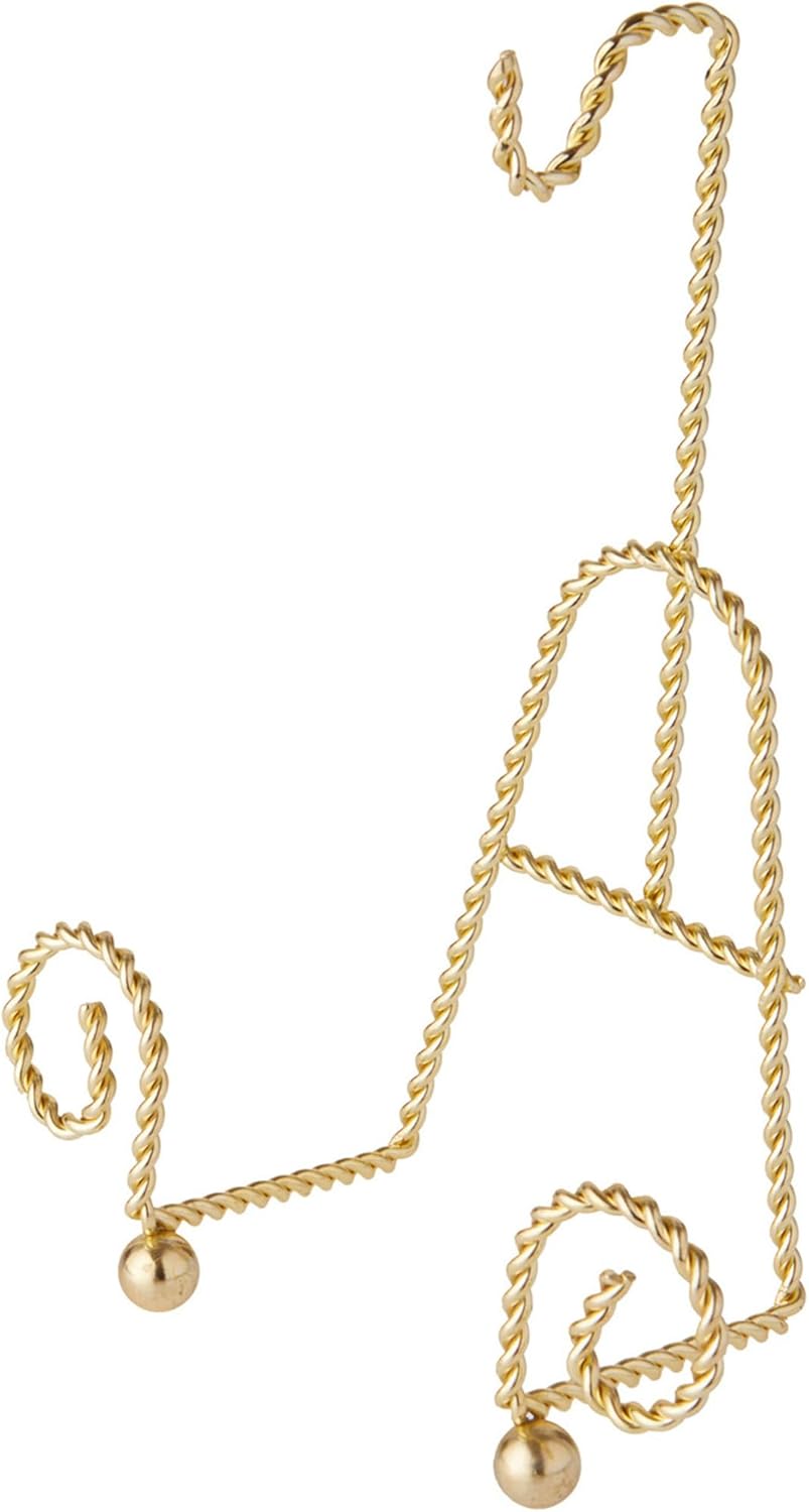 Bard's Scroll Twisted Gold-toned Cup and Saucer Stand, 6.5" H x 5" W x 2.5" D, Pack of 6