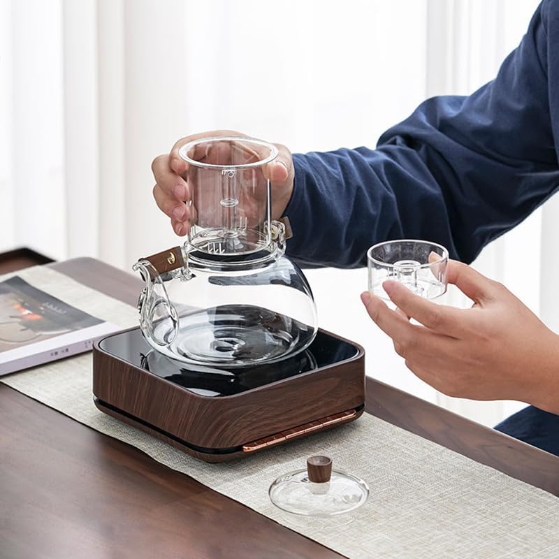 ZENATION Japanese Style 950ml Glass Teapot with Removable Infuser, Stovetop Safe Tea Kettle, Blooming and Loose Leaf Tea Maker Set (Clear)