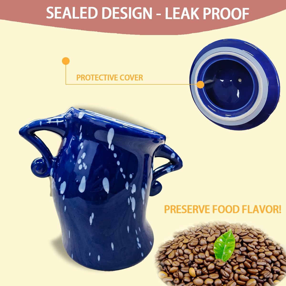 Canister With Attitude - 1.2L Ceramic Storage Jar with Lid, Airtight Kitchen Canisters Set for Coffee, Sugar & Tea | Farmhouse Flour Sugar Storage Container, Handmade with Spoon Rest (Red)