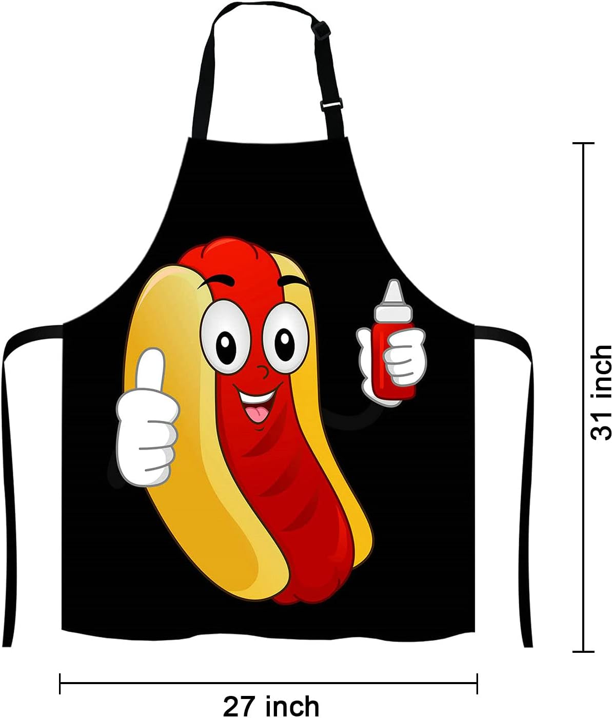 Funny Hotdog Sandwich Ketchup Kitchen Cooking BBQ Chef Apron,Funny Apron for Men, Women - Dad Gifts, Gifts for Men - Birthday, Mothers Day Gifts for Mom, Wife, Husband, Brother, Friends