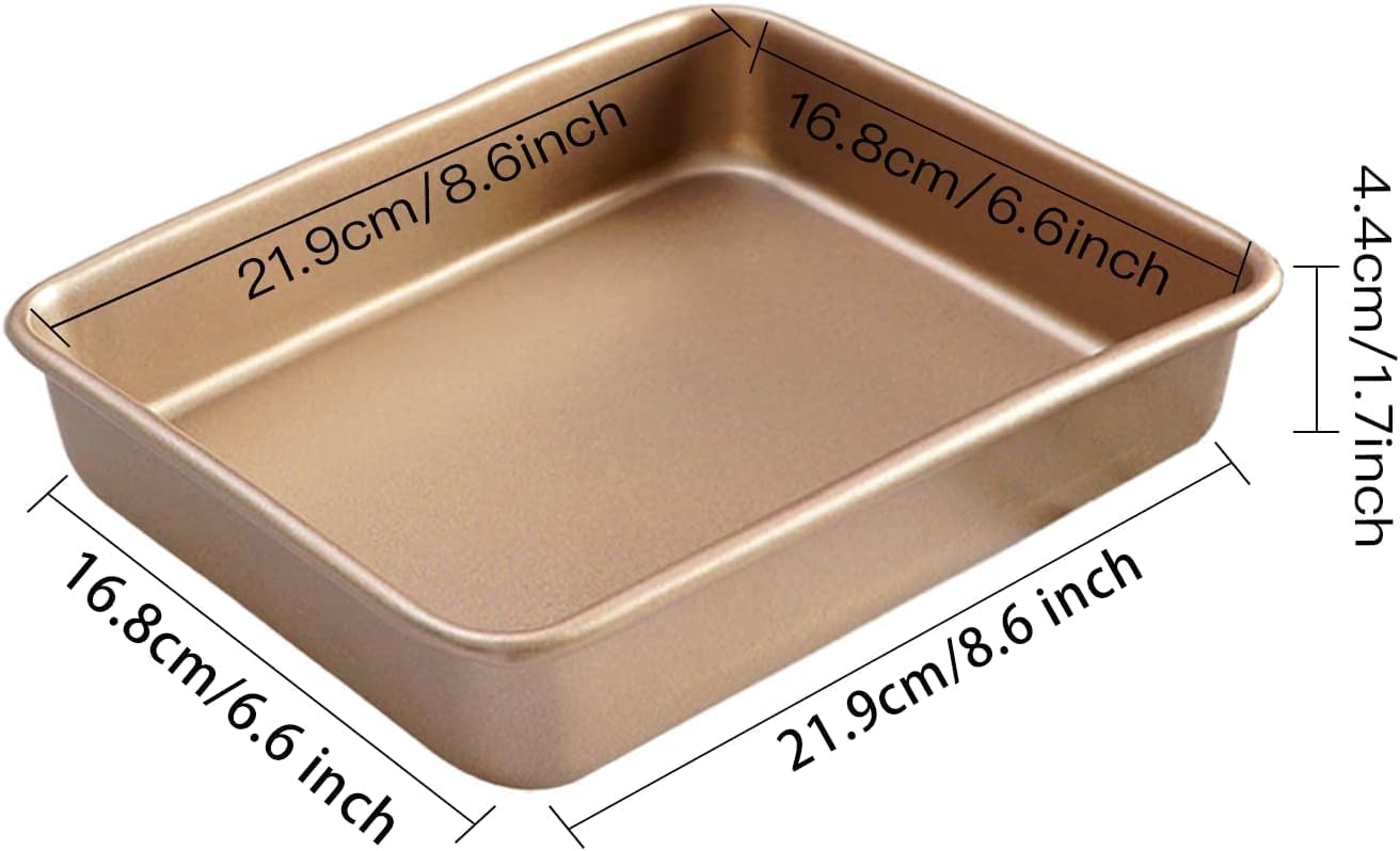 2 Pack Baking Sheet Pans, Deep Size Baking Pan Nonstick Cookie Sheet Brownie Cake Pan Bread Pan Toaster Oven Tray Bakeware, 8.6 x 6.6 x 1.7 Inches