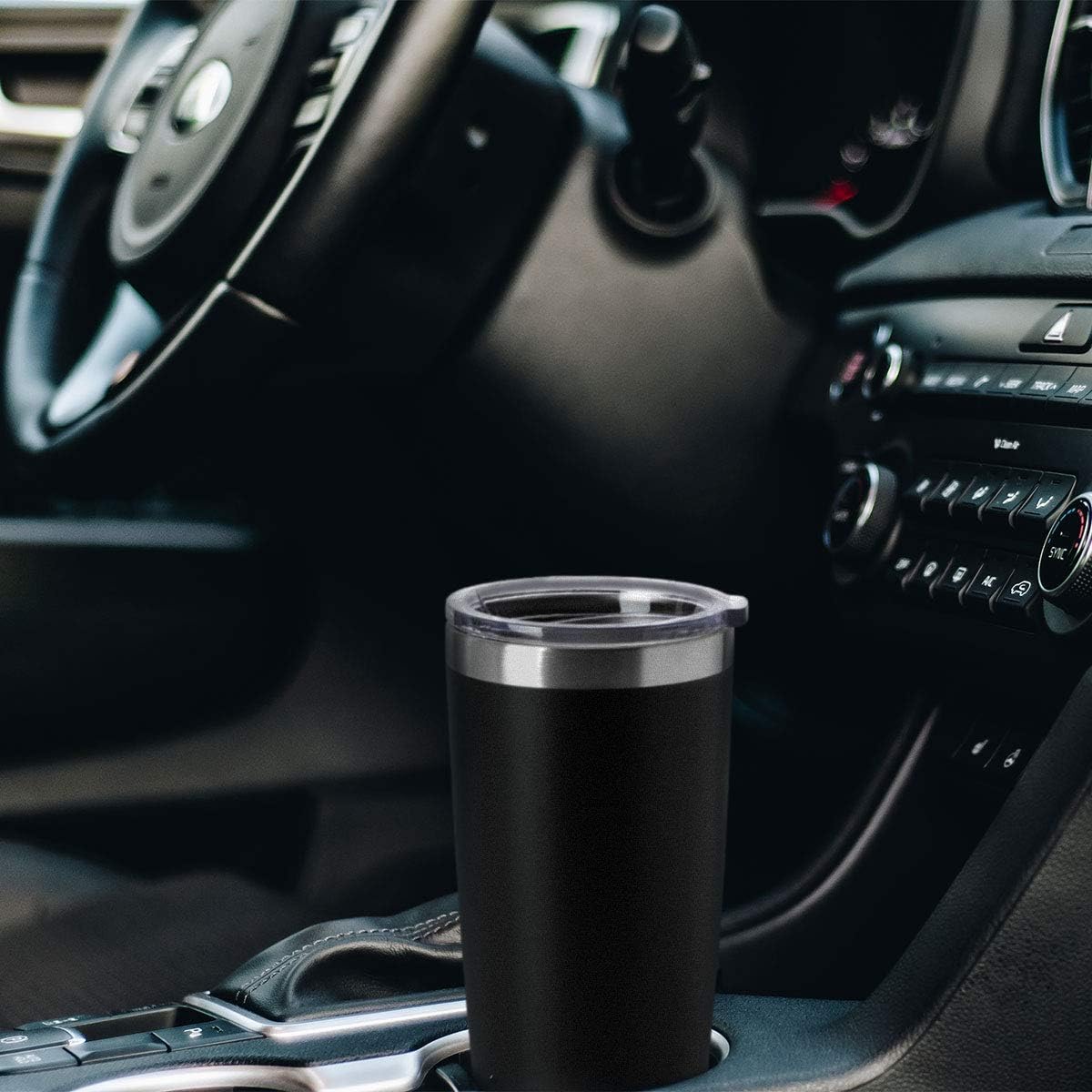 HASLE OUTFITTERS 20oz Tumblers Bulk Stainless Steel Cups with Lid Double Wall Vacuum Insulated Coffee Mugs for Cold & Hot Drinks 1 Pack, Black