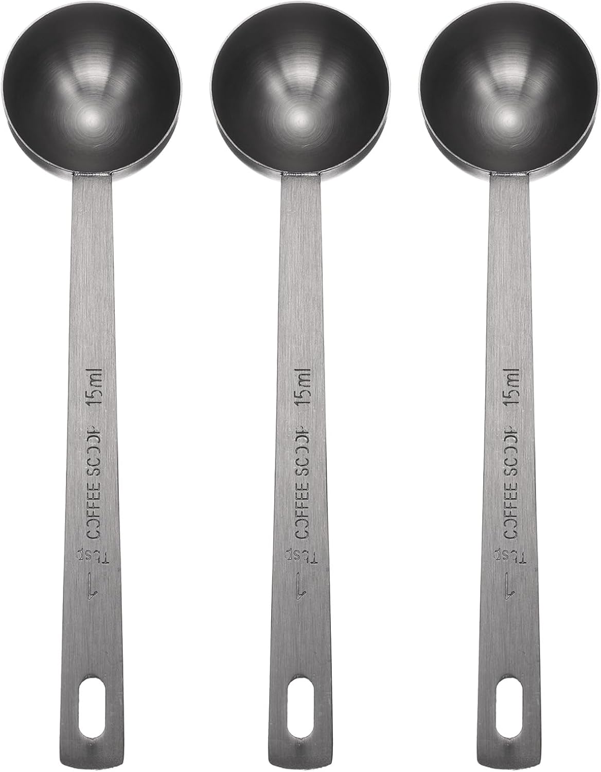 HARFINGTON 3pcs Coffee Scoop Spoon 1tbsp (3tsp, 15ml) 304 Stainless Steel Long Handle Teaspoon/Tablespoon Measuring Spoons Scoops for Tea Sugar Kitchen, Black