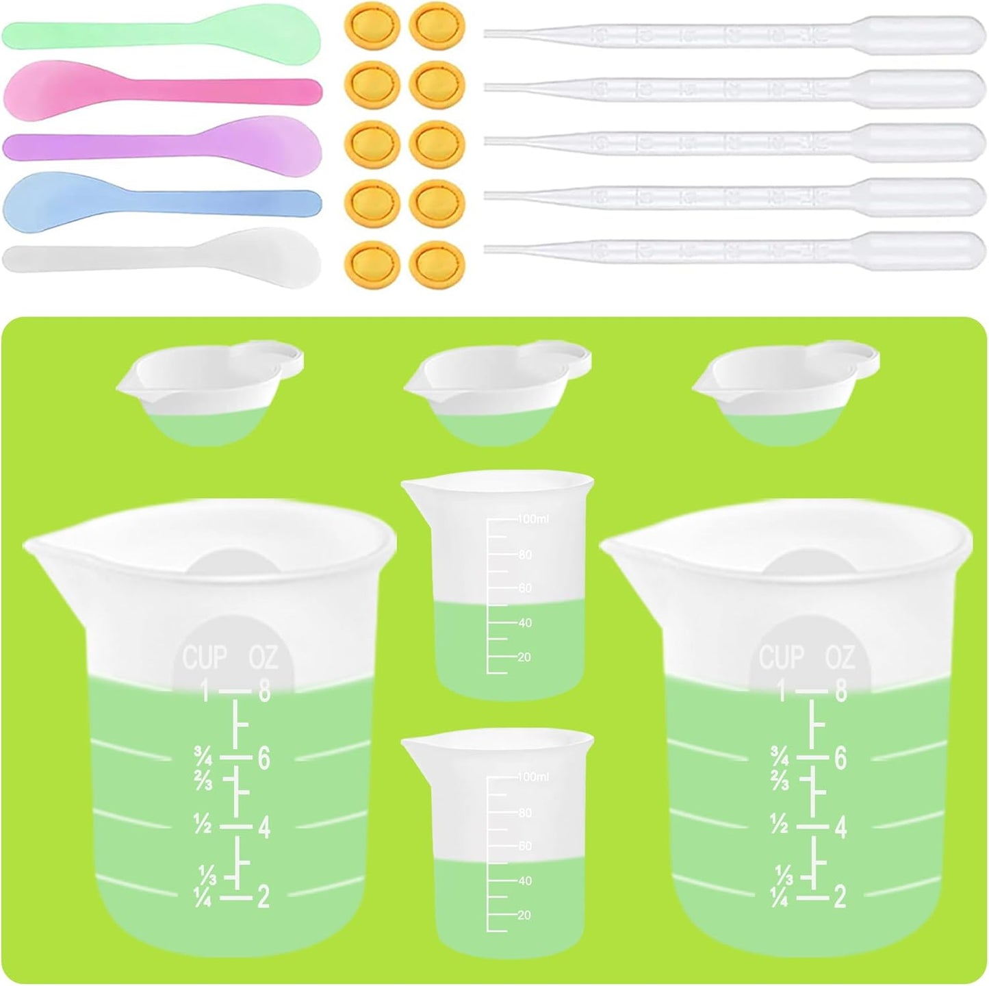 Silicone Measuring Cups for Resin Supplies,Resin Kit for 250ml &100ml Non-Stick Mixing Cups,Silicone Cups for Resin Molds,Epoxy Resin Cups,Cooking,Casting Molds,Jewelry Makin,DIY Crafts