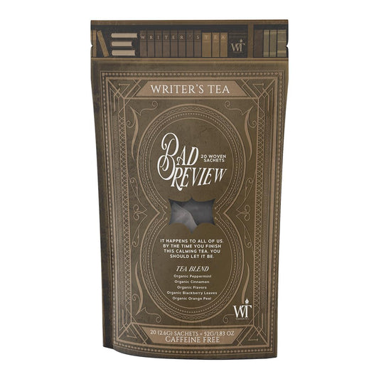 Writer's Tea Bad Review - Calming Tea - Peppermint, Cinnamon, Flavors, Blackberry Leaves, and Orange Peel Tea Blend - Caffeine Free - 20 Woven Sachets