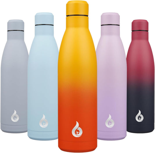 BJPKPK 25oz Insulated Stainless Steel Water Bottles Reusable Metal Travel Sports Water Bottle Keep Cold and Hot,Sunset Orange