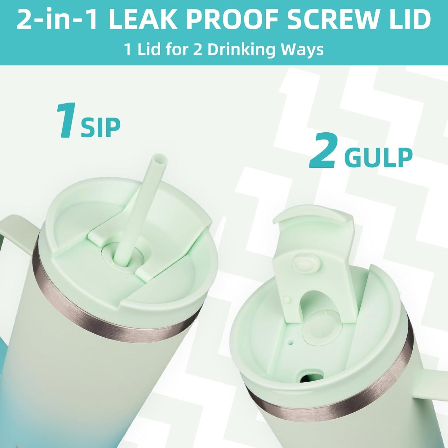 BJPKPK Insulated Tumbler with Handle, 22oz Insulated Tumblers with Lid and Straw, Stainless Steel Metal Water Bottles, Coffee Travel Mugs, Cups, Mint