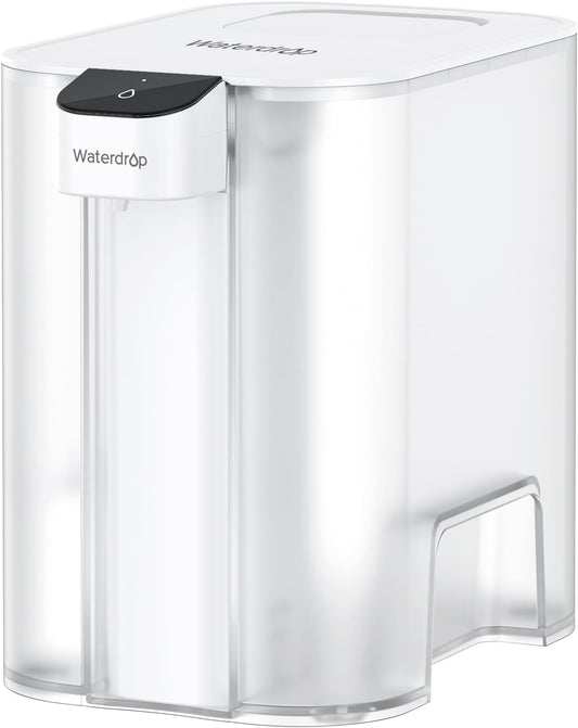 Waterdrop Large 27-Cup Mega Electric Water Filter Dispenser, 200-Gallon Rechargeable Instant System, NSF/ANSI 42&53&401&372, Reduce PFAS, Lead, Chlorine, with 1 Filter, White, Does not Lower TDS