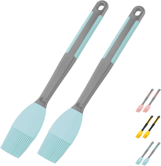 Silicone Pastry Basting Brush - 2Pcs Extra Long Silicone Basting Brush for Grilling,2inch Wide Heat Resistant Brushes Spread Oil Butter Sauce Marinade for Cooking Baking BBQ(Blue 2)