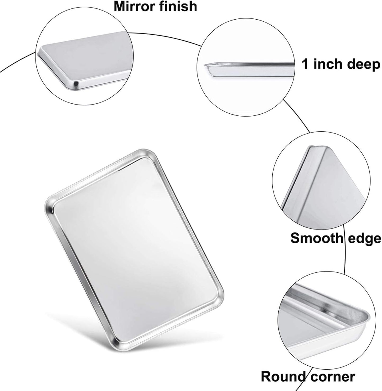 TeamFar Toaster Oven Pan Tray with Cooling Rack, Stainless Steel Toaster Ovenware Pan, Compact 8''x10''x1'', Healthy & Non Toxic, Rust Free & Easy Clean - Dishwasher Safe