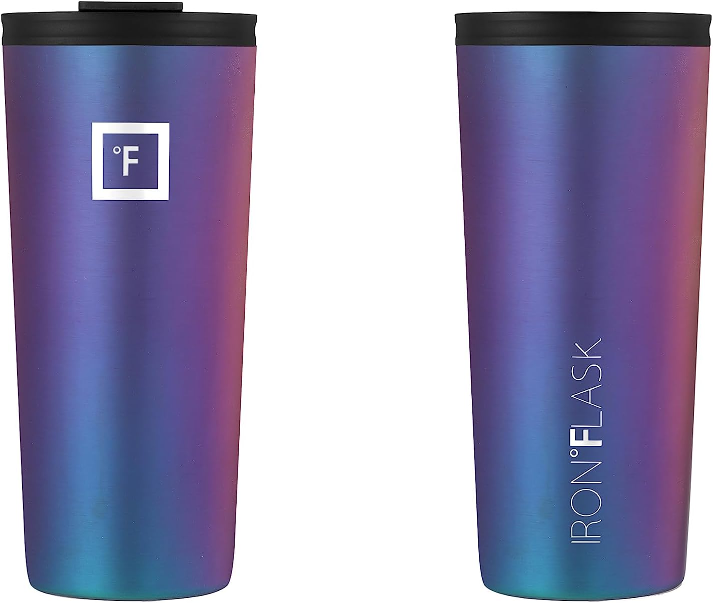 IRON °FLASK Classic Tumbler - Vacuum Insulated Stainless Steel Water Bottle, Double Walled, Drinking Cup, Insulated Travel Mug (Aurora, 24 oz Solid Lid)