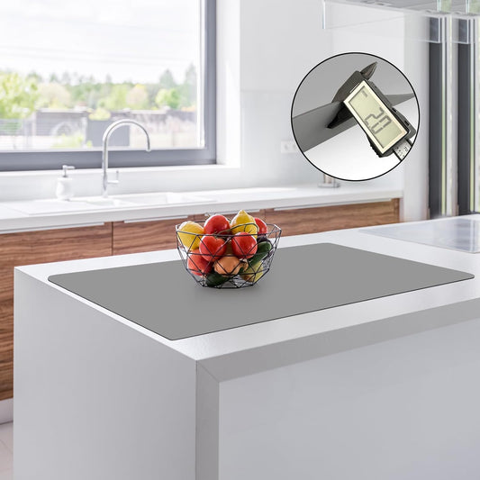 2MM Thick Silicone Countertop Mat, 35.4"x 23.6" Silicone Mats for Kitchen Counter, Nonslip Heat Resistant Mat, Large Kitchen Counter Mats, Waterproof Countertop Protector, Light Gray