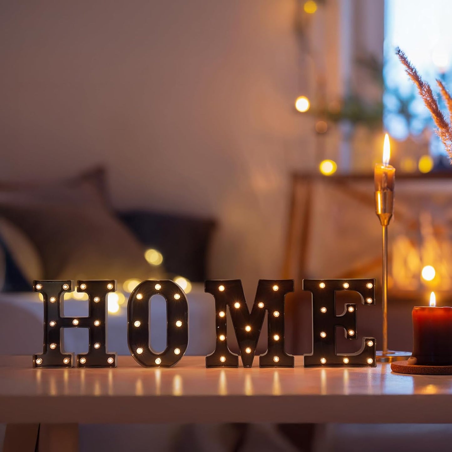 Foaky Black LED Letter Lights for Room Decor - Bedroom Wall Decor, Alphabet Lights for Home, Wedding, Party - Battery Operated （L）