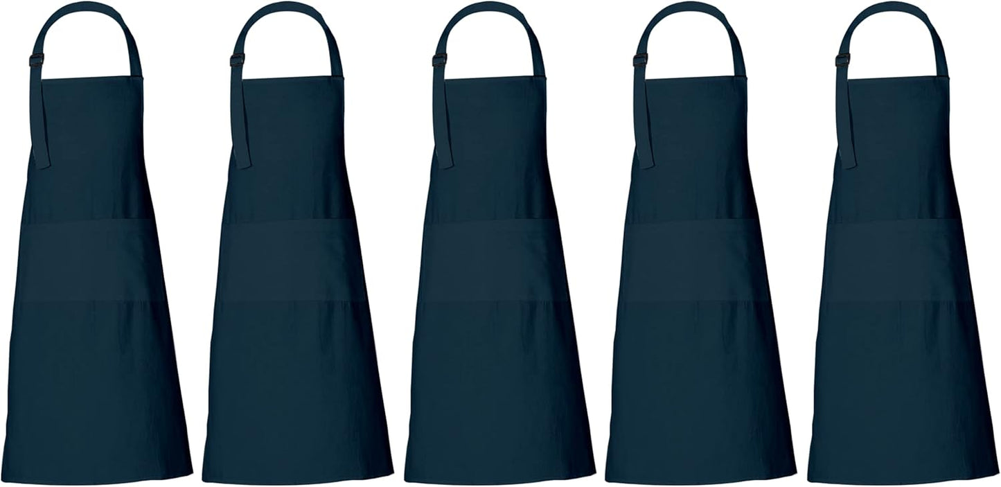 RAJRANG 100% Cotton Cooking Apron with 3 Pockets Kitchen Chef BBQ Adjustable Bib Aprons for Women Men