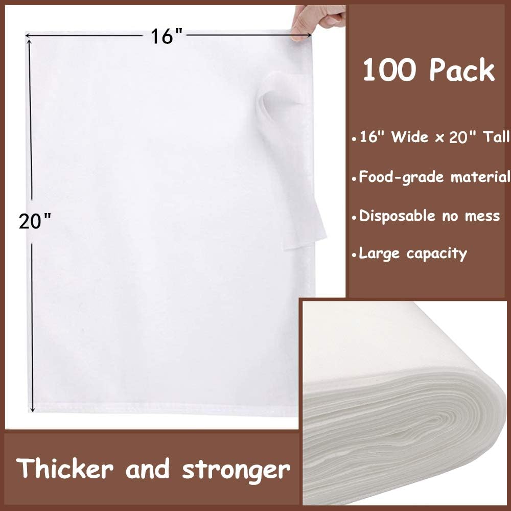 Commercial Cold Brew Coffee Filters - 100 Count Cold Brew System Filter Bags Disposable Fine Mesh Brewing Bags Commercial Coffee Filters 16''x20'' Fits 5 Gallon Buckets Coffee Shop Restaurants