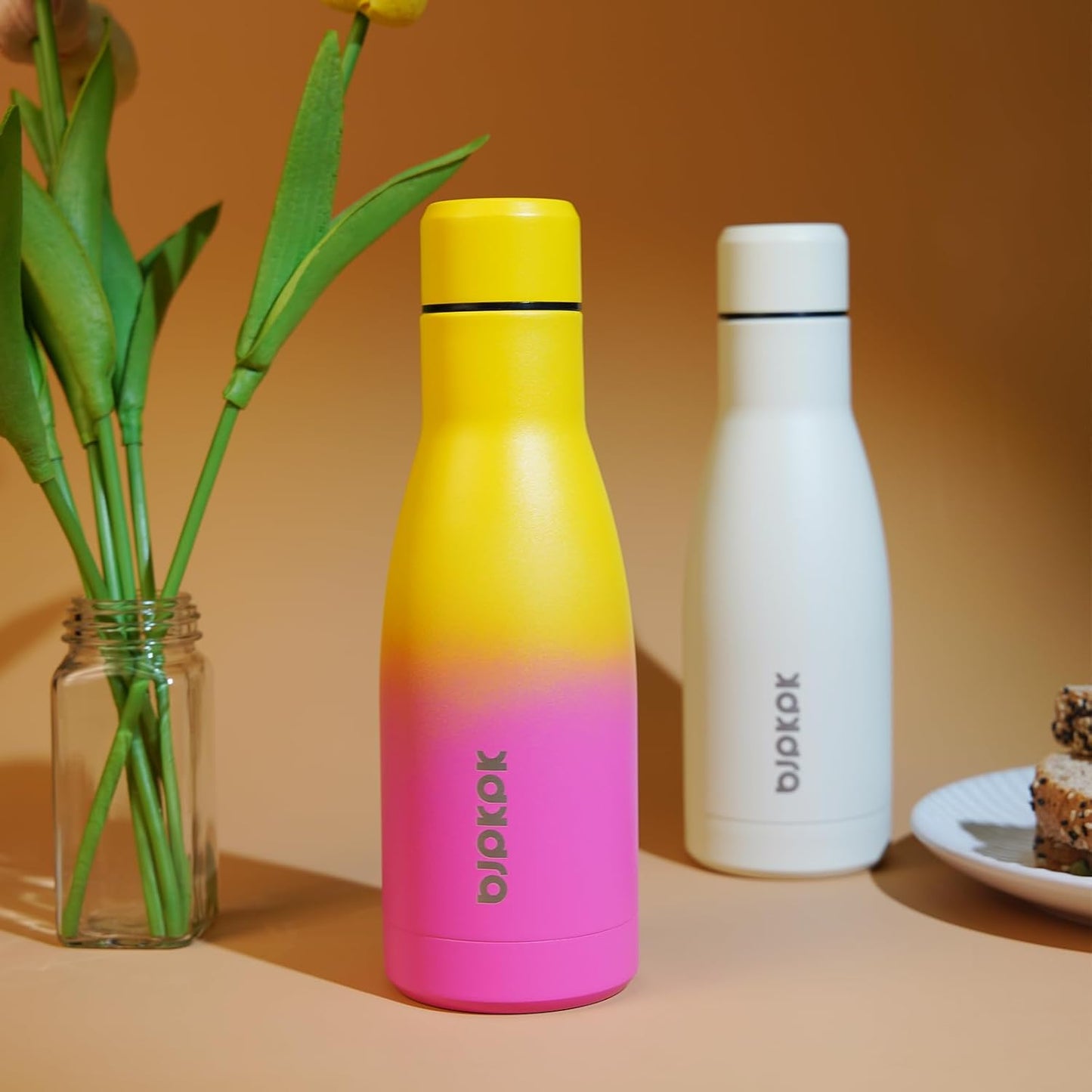 BJPKPK 17oz Insulated Water Bottles Stainless Steel Sports Water Bottles Keep Cold and Hot for Travel Dishwasher Safe,Rainbow