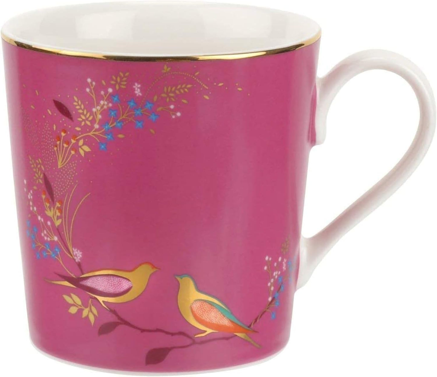 Portmeirion Sara Miller Chelsea 12oz Tea Cup, Pink - Fine China Coffee Mug with Hummingbirds Motif - Elegant Tea Party Cup for Afternoon Tea Moments - Great Gift for Her/Mother