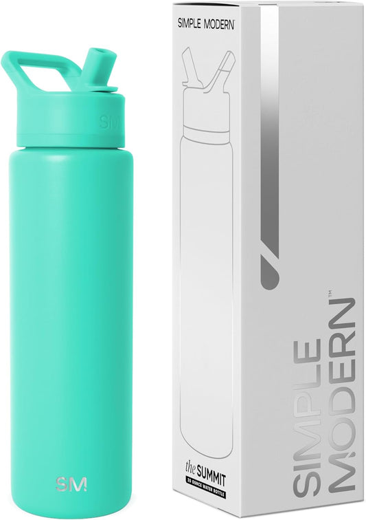 Simple Modern Summit Water Bottle with Straw Lid | Vacuum Insulated Stainless Steel | Leak Proof BPA-Free Cup for Travel, School, Sports | 30oz, Tropical Wave