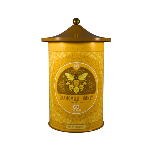 Life Plus Style Gourmet Pagoda Garden Chamomile Honey Green Tea Organic Herbal Green Caffeinated Hot or Iced Natural Sweet Honey Sleep Relax Antioxidants Wellness Support 60 Tea Bags